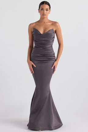 Fleur shadow satin strapless gown