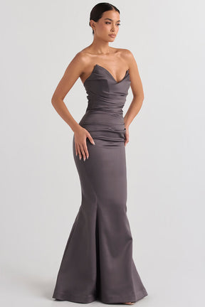 Fleur shadow satin strapless gown