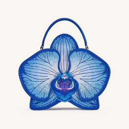 Flora Orchid Shaped Top Handle Bag - Blue