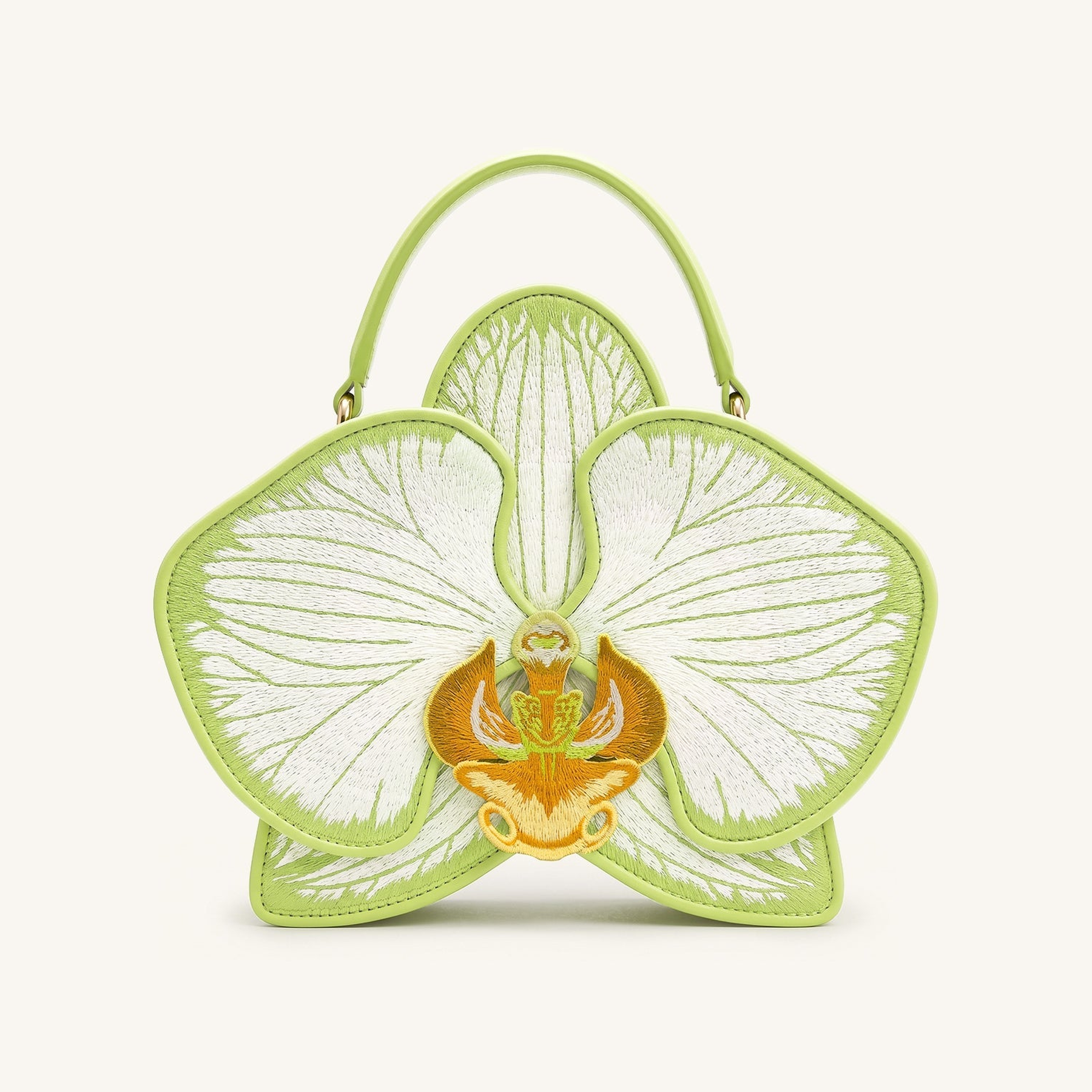Flora Orchid Shaped Top Handle Bag - Light Green