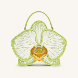 Flora Orchid Shaped Top Handle Bag - Light Green
