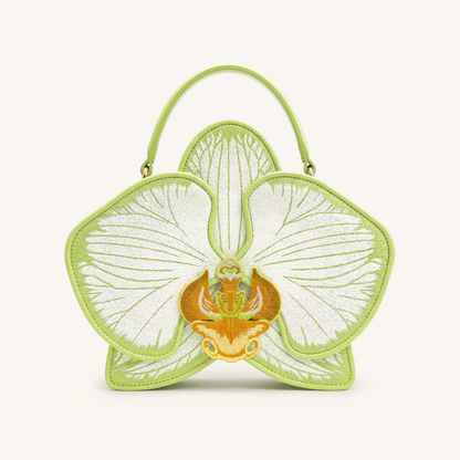 Flora Orchid Shaped Top Handle Bag - Light Green