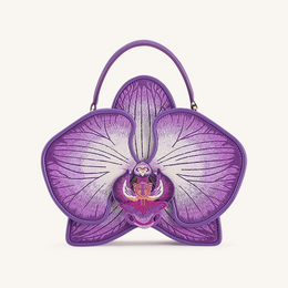 Flora Orchid Shaped Top Handle Bag - Purple