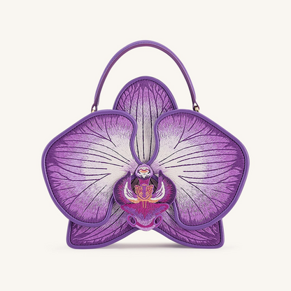 Flora Orchid Shaped Top Handle Bag - Purple