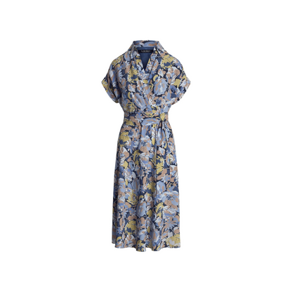 Floral Belted Crepe Dress