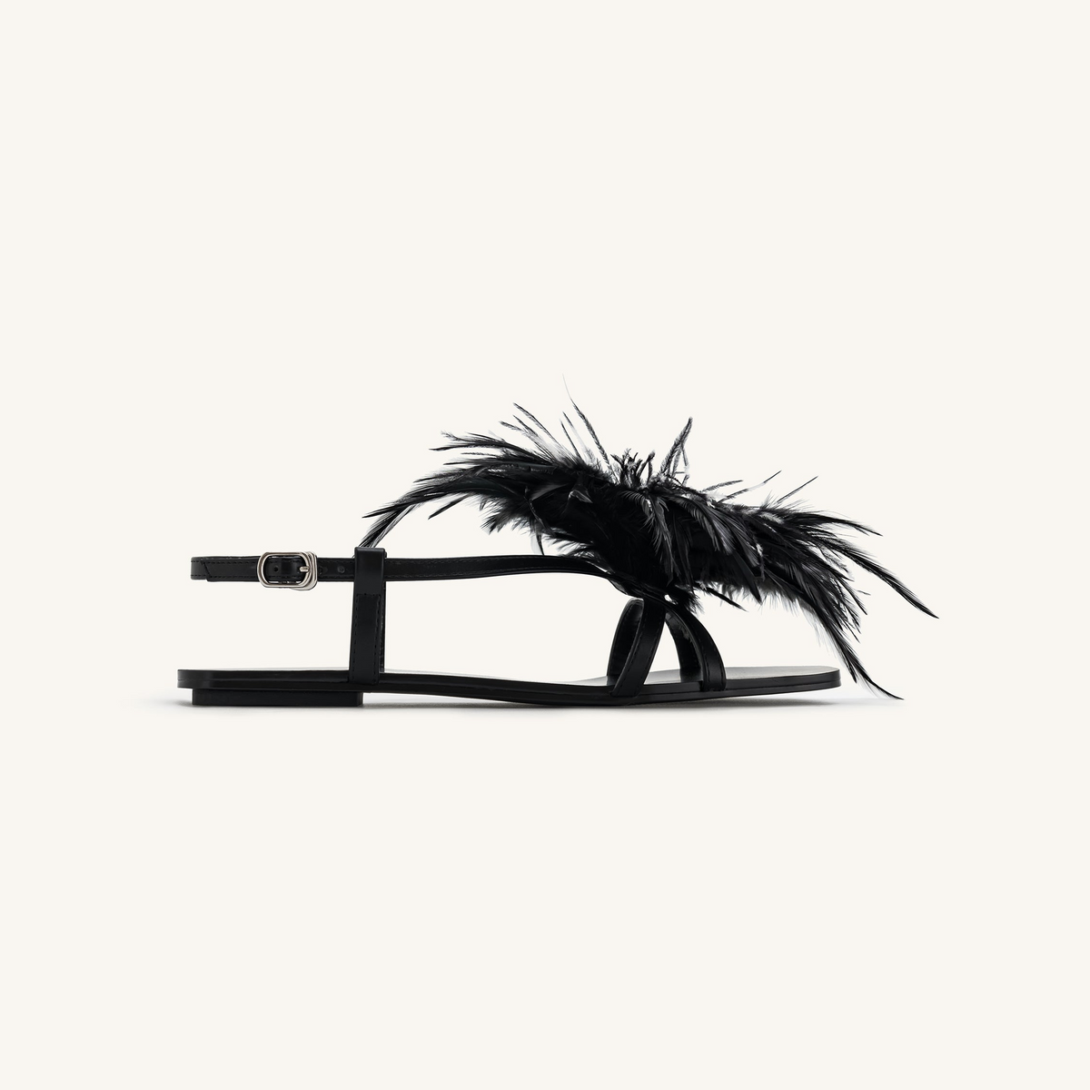 Fluffy Flats Sandals - Black