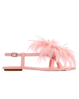 Fluffy Flats Sandals - Pink Beige