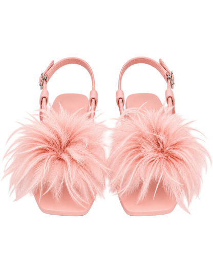Fluffy Flats Sandals - Pink Beige