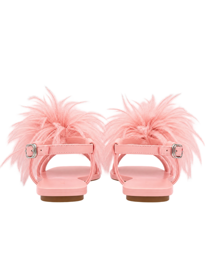 Fluffy Flats Sandals - Pink Beige