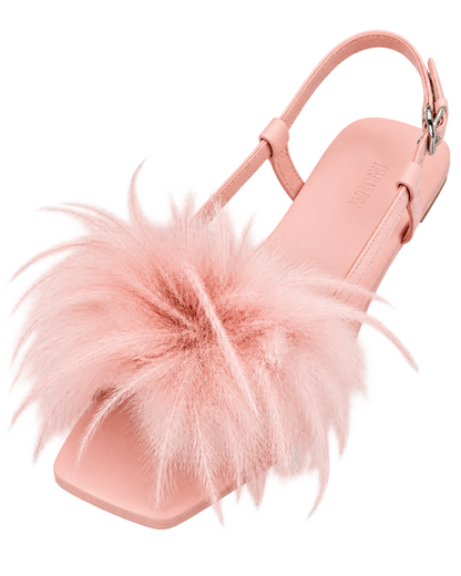 Fluffy Flats Sandals - Pink Beige