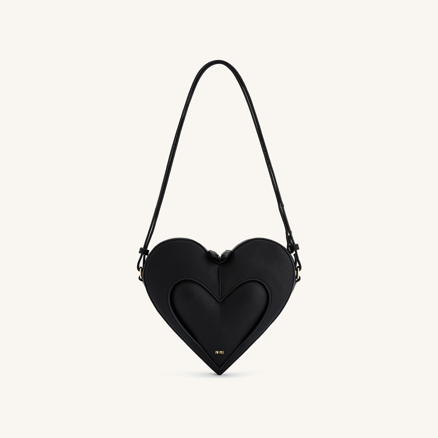Francisca Heart Shaped Crossbody Bag - Black
