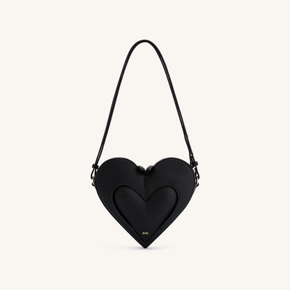 Francisca Heart Shaped Crossbody Bag - Black