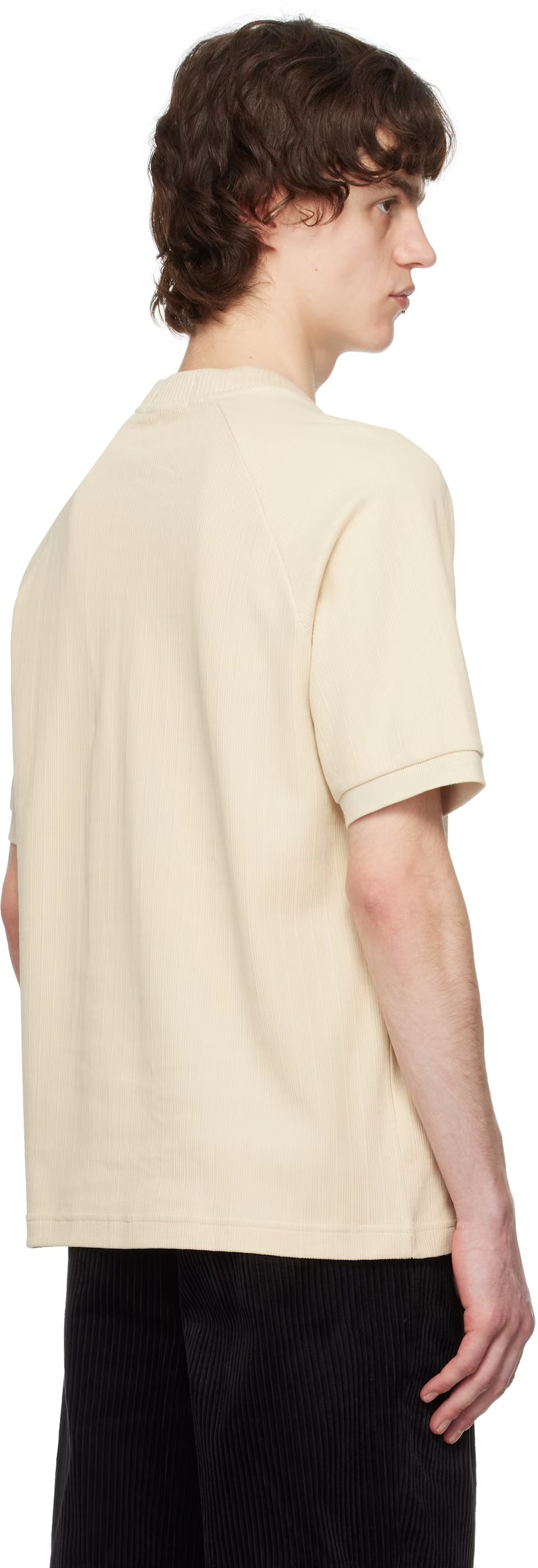 Beige Ribbed Raglan Sleeve T-shirt
