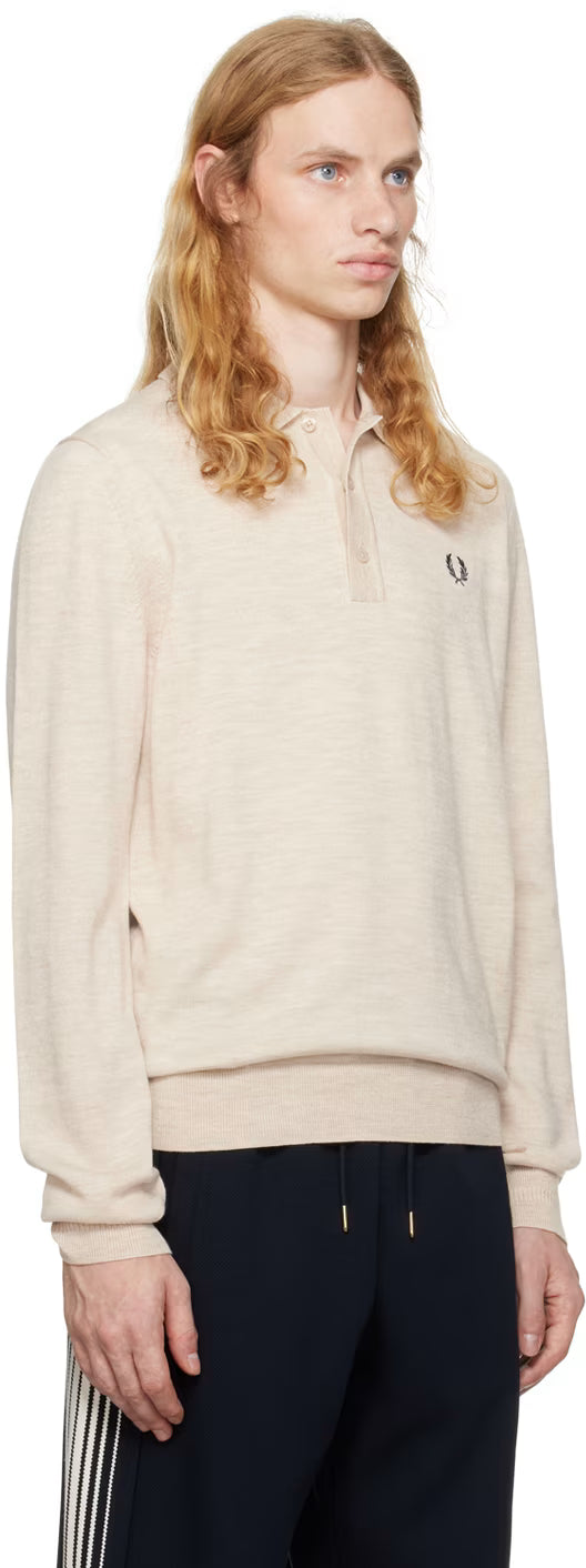 Beige Wool & Cotton Polo