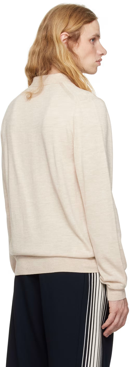 Beige Wool & Cotton Polo