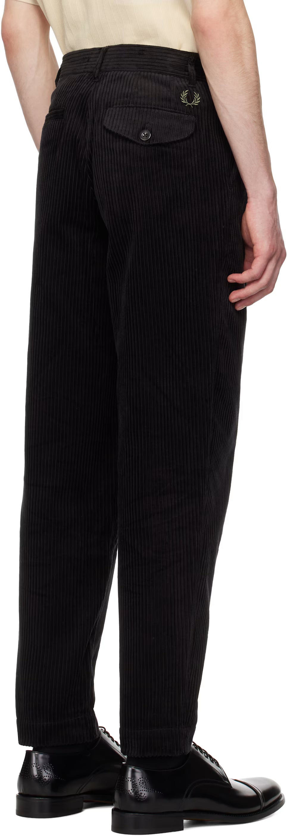 Black Corduroy Tapered Trousers