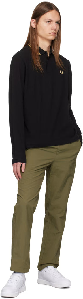 Black Twin Tipped Long Sleeve Polo