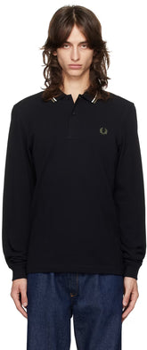 Black Twin Tipped Long Sleeve Tennis Polo