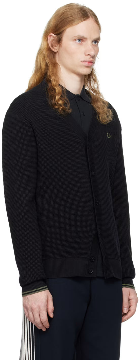 Black Waffle Stitch Cardigan