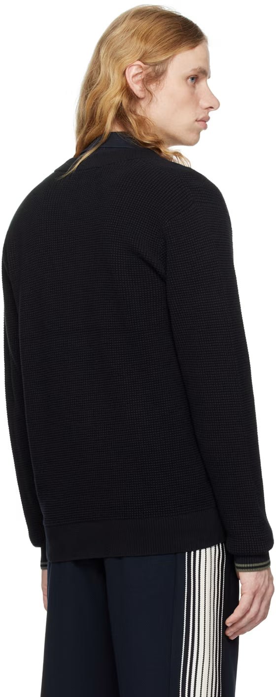 Black Waffle Stitch Cardigan