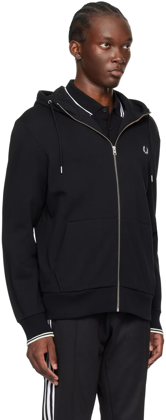 Black Zip Through Hoodie