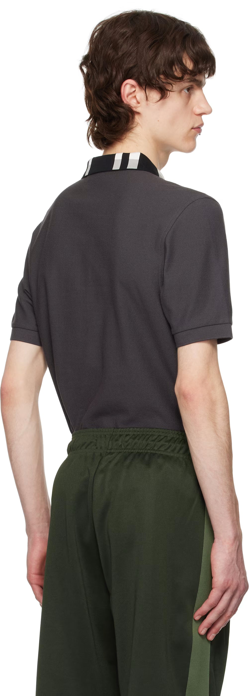 Gray Chequerboard Collar Polo