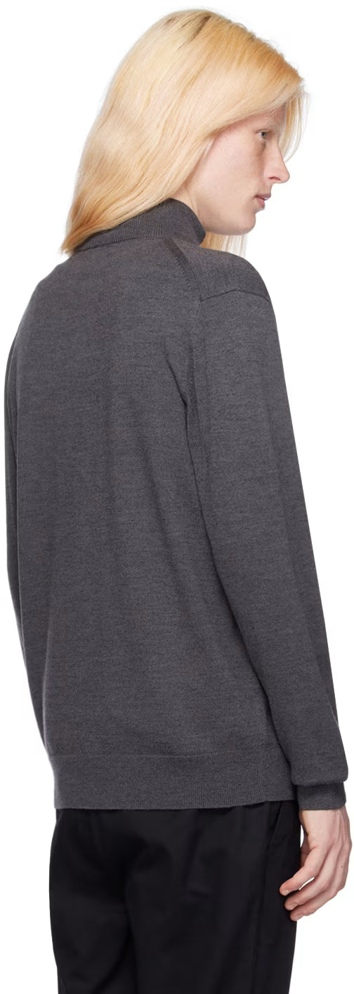 Gray Classic Zip Through Cardigan