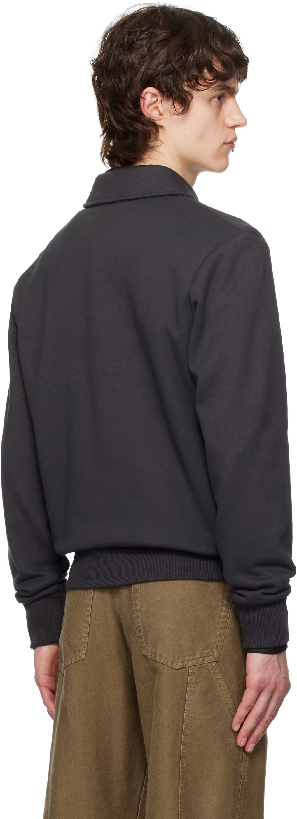 Gray Half-Zip Fleece Back Sweatshirt