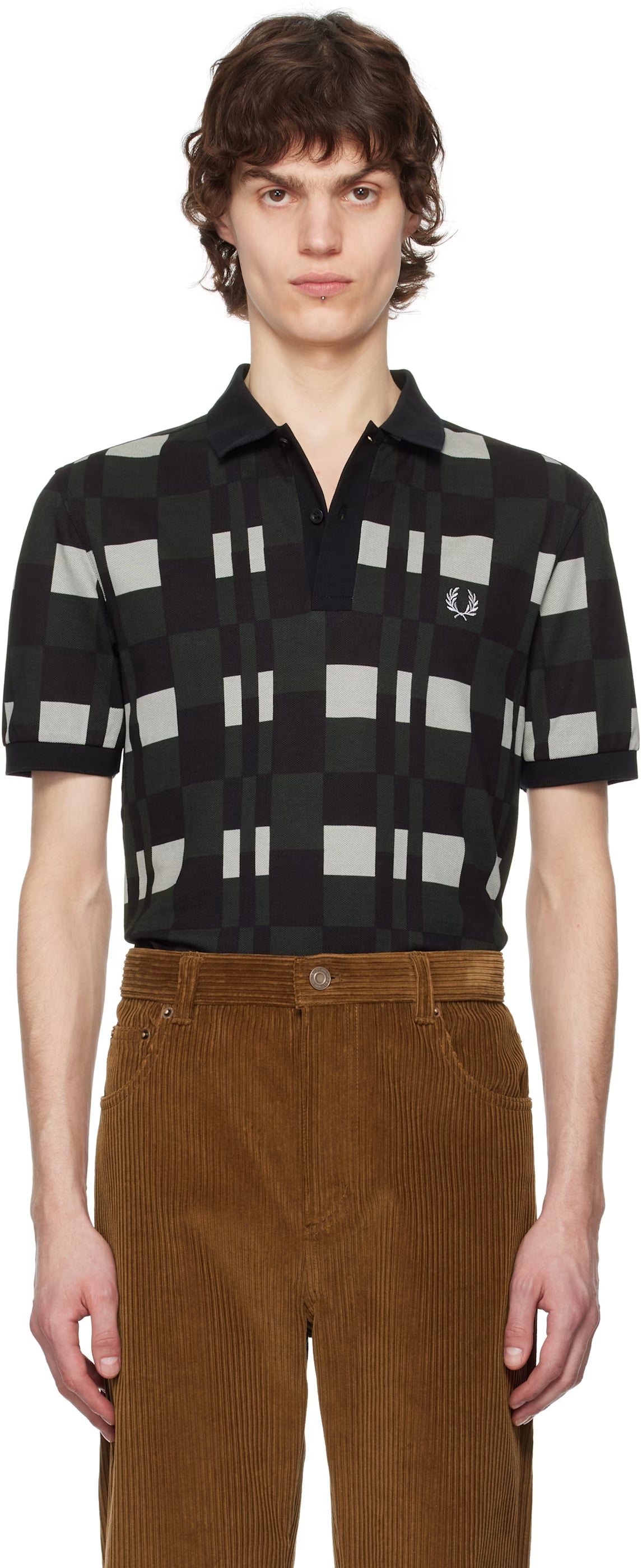 Green & Black Split Chequerboard Polo