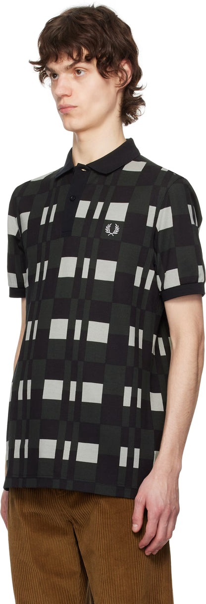 Green & Black Split Chequerboard Polo