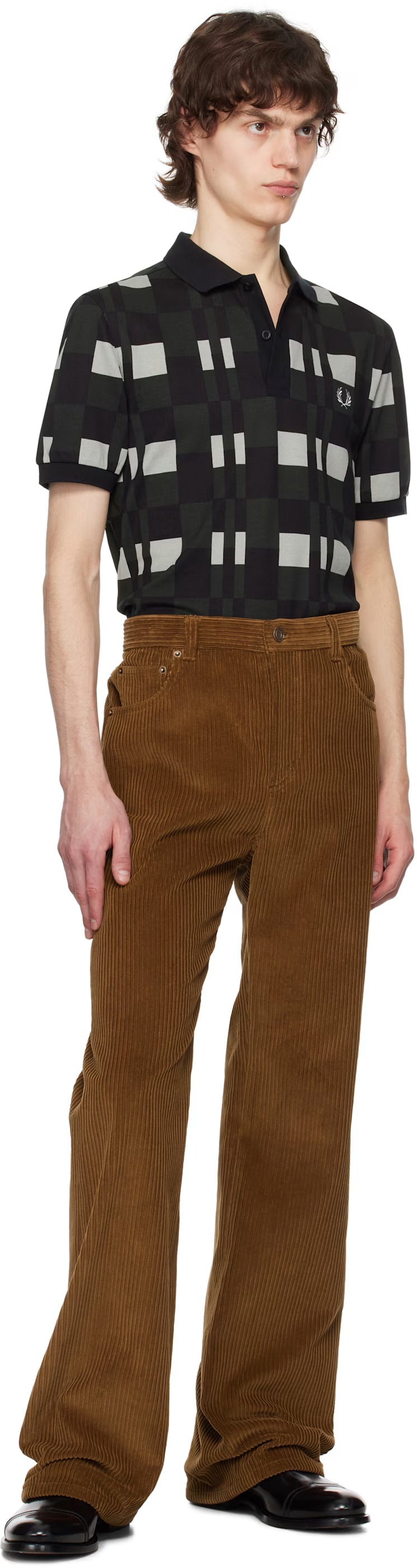 Green & Black Split Chequerboard Polo