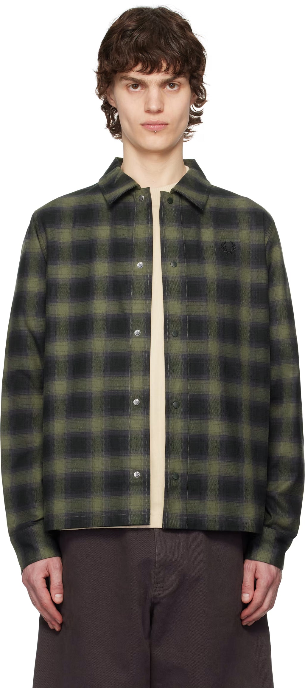 Green Blurred Tartan Overshirt