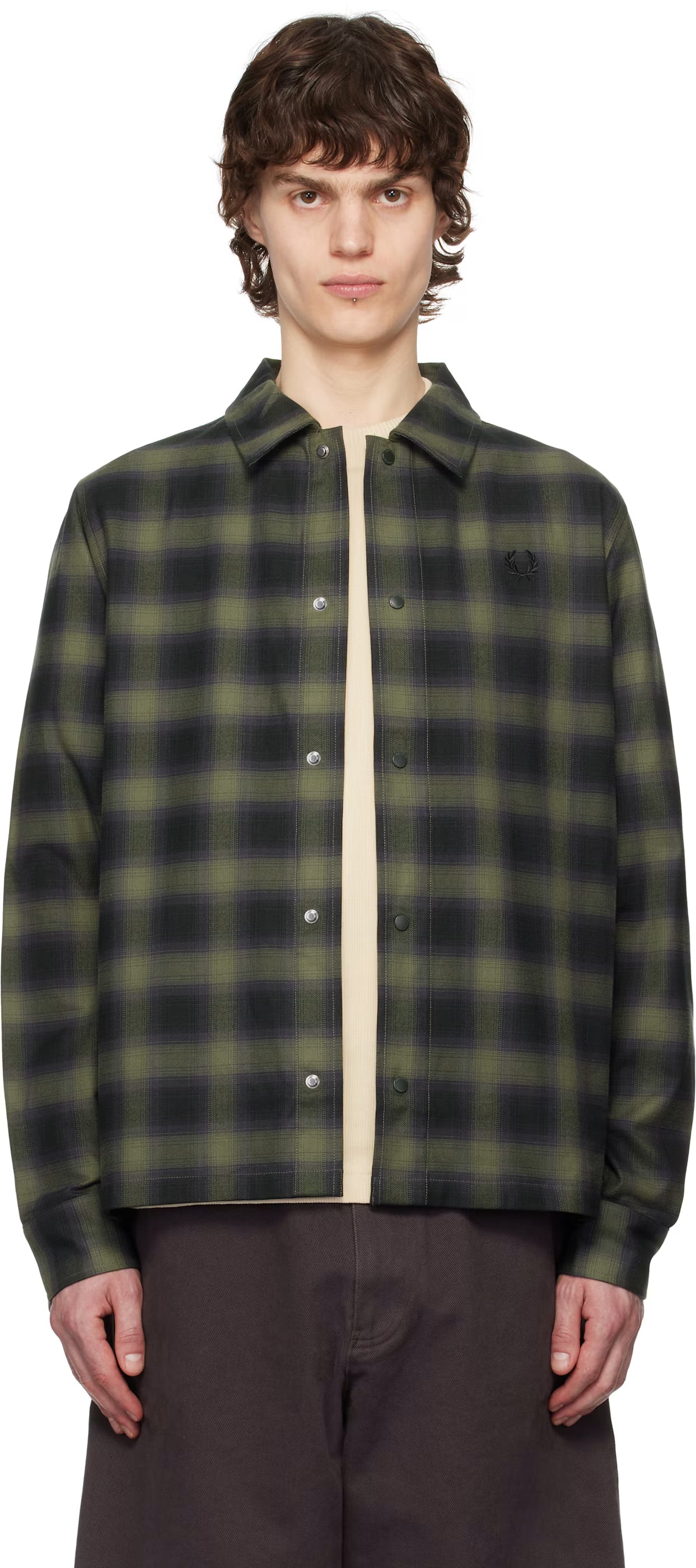 Green Blurred Tartan Overshirt