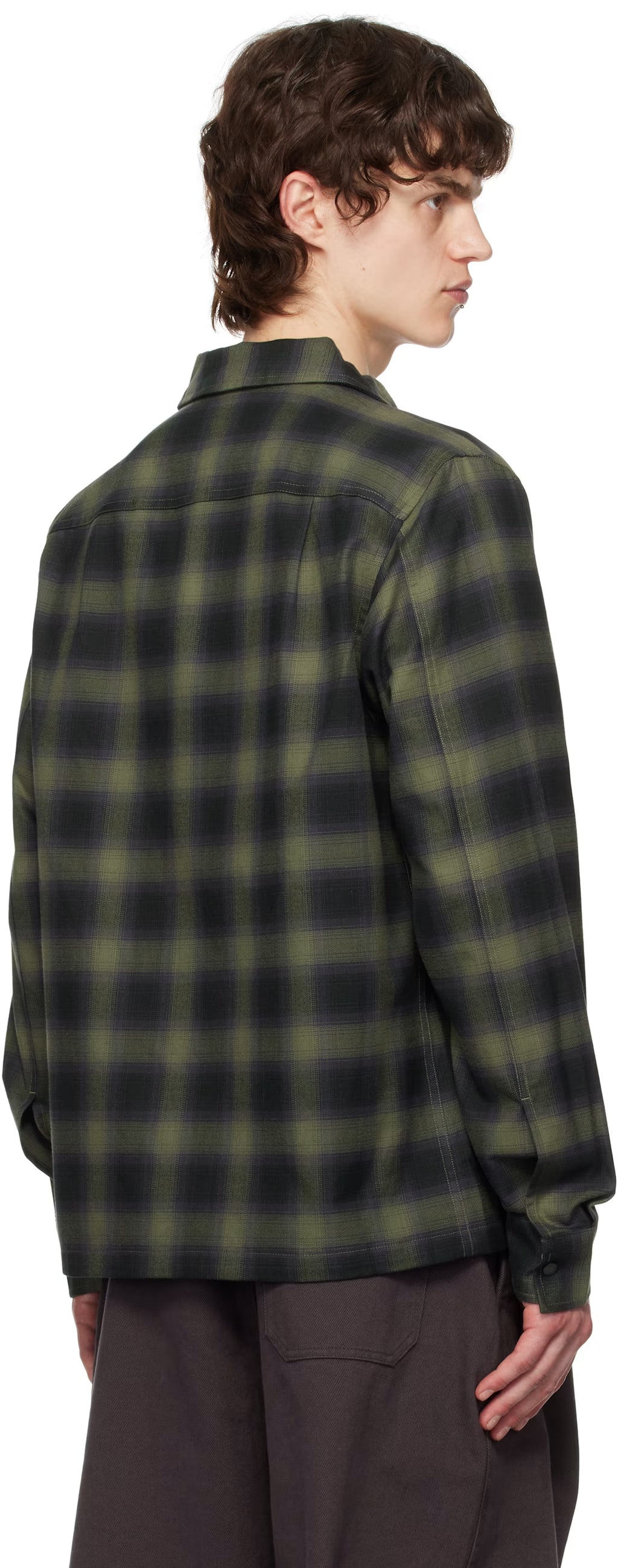 Green Blurred Tartan Overshirt