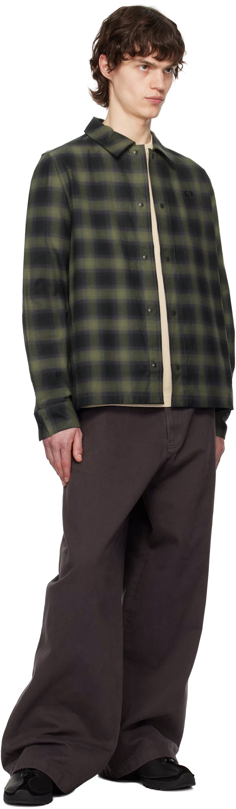 Green Blurred Tartan Overshirt