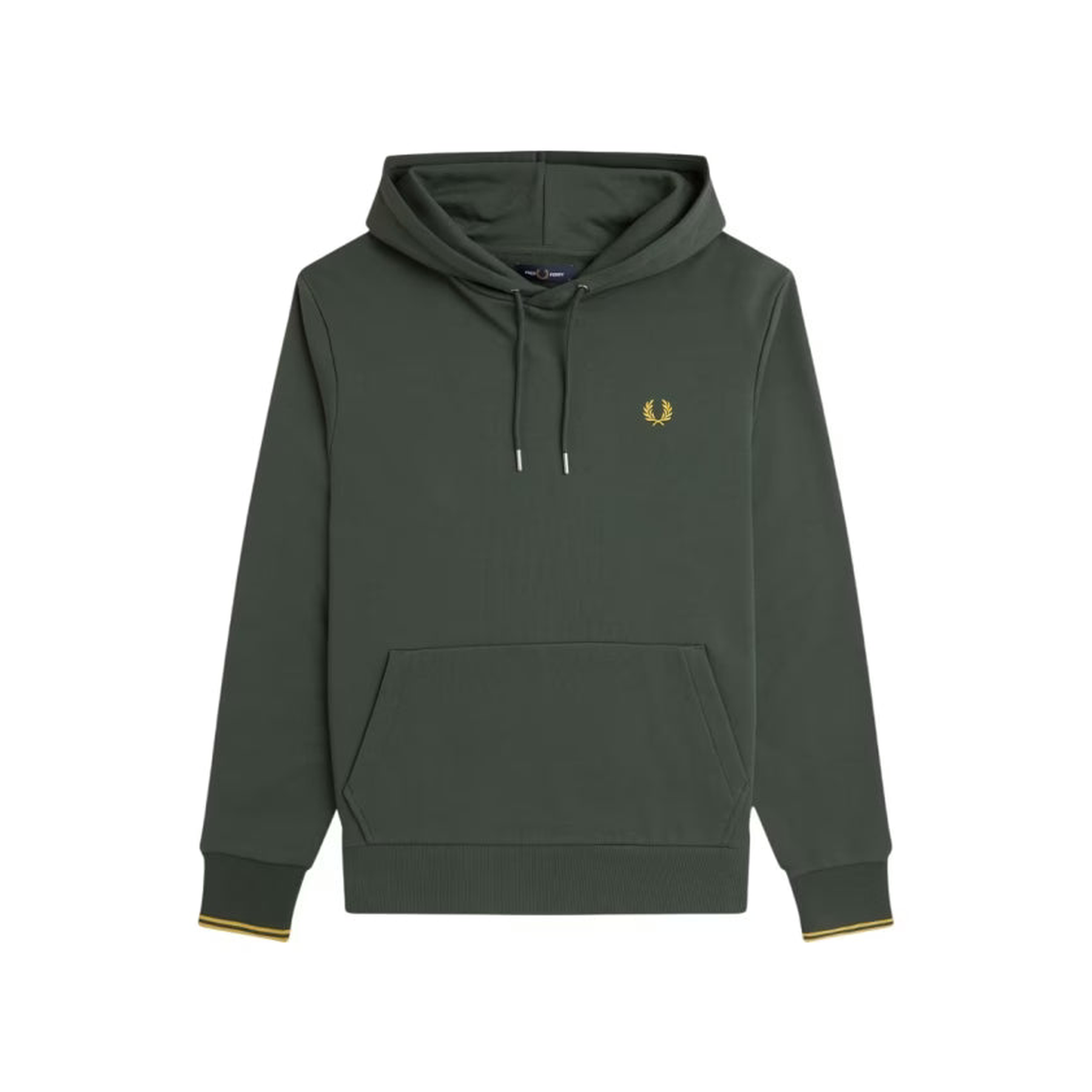 Fred Perry Green Hoodie with Double Stripe Detail