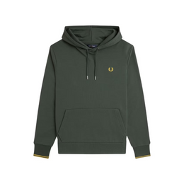 Fred Perry Green Hoodie with Double Stripe Detail