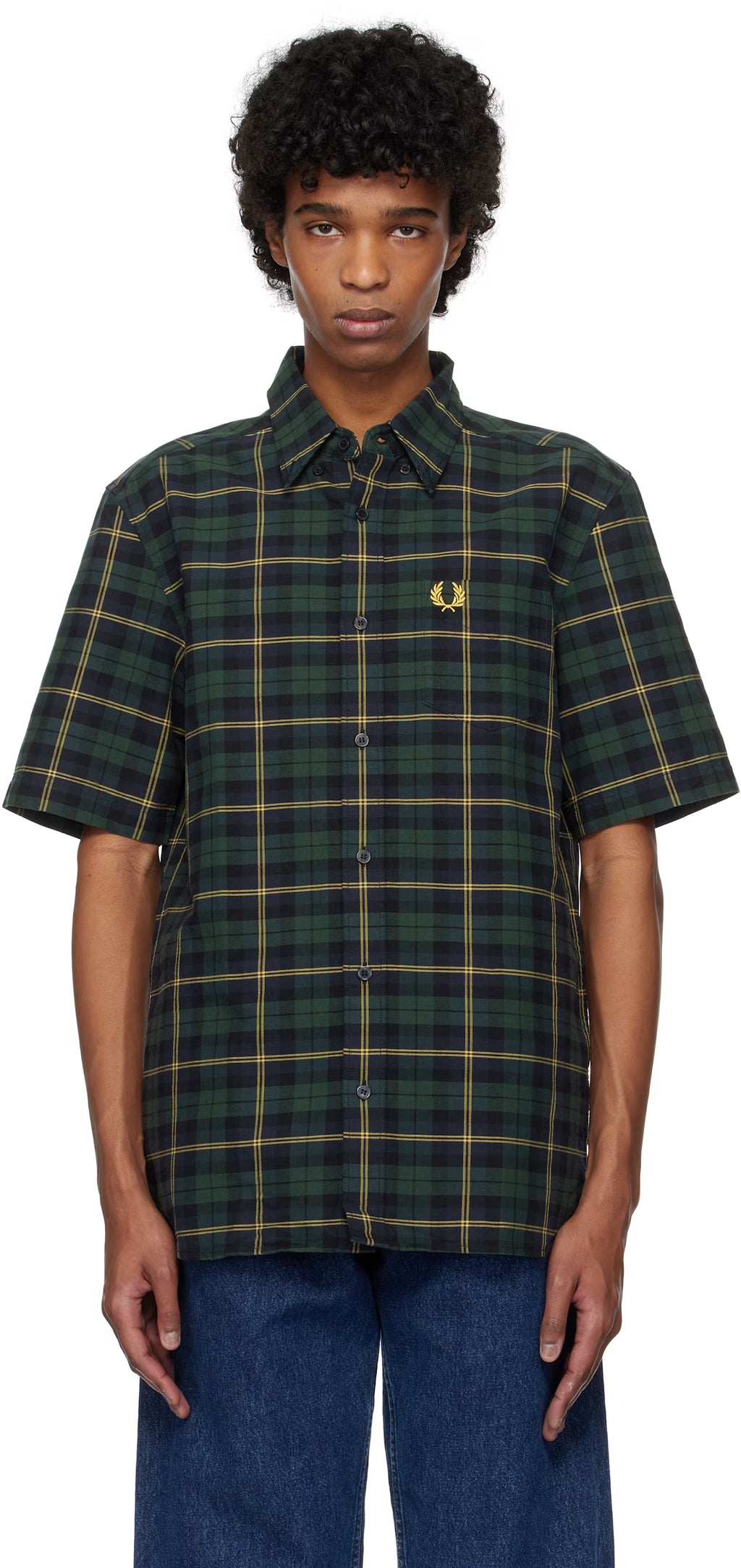 Navy & Green Oxford Tartan Shirt
