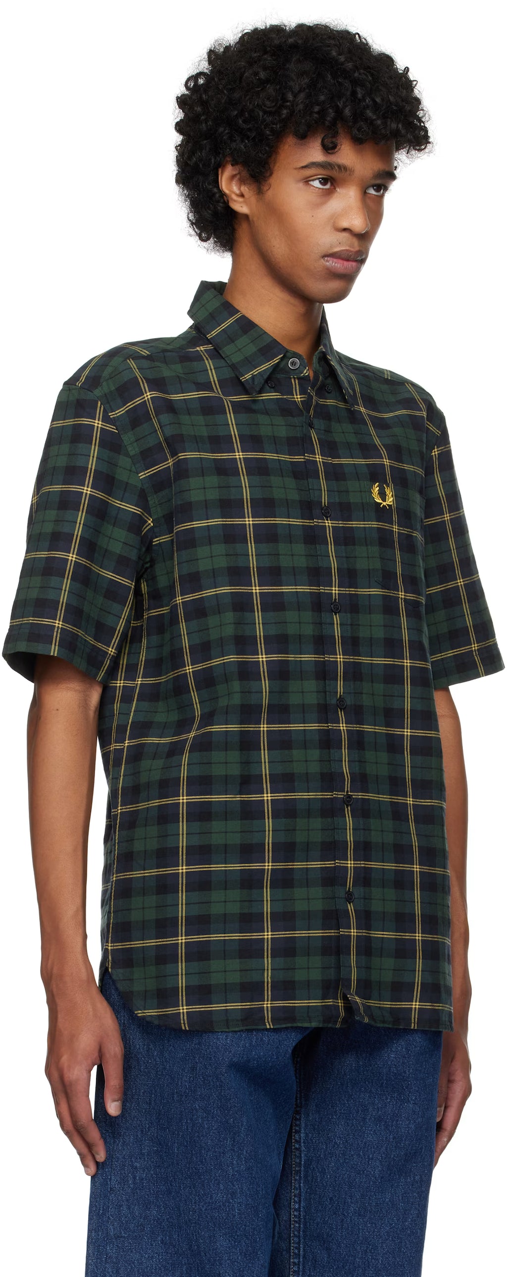 Navy & Green Oxford Tartan Shirt