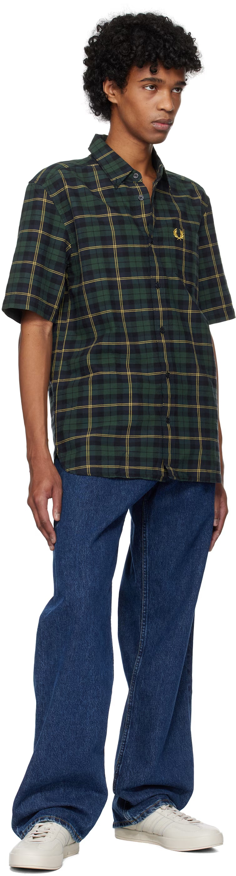 Navy & Green Oxford Tartan Shirt