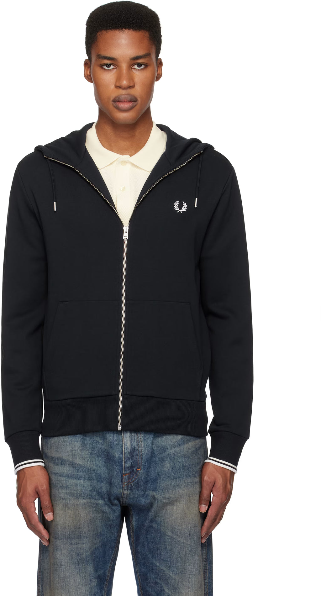 Navy Zip Through Hoodie