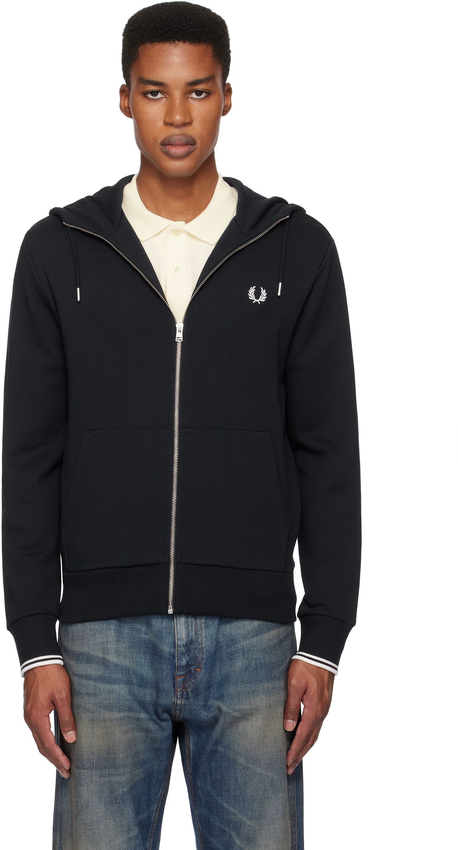 Navy Zip Through Hoodie