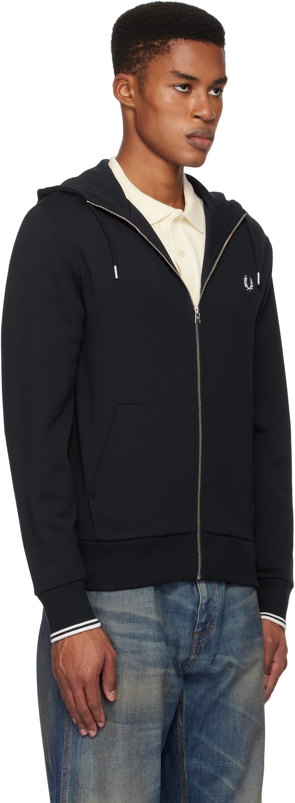 Navy Zip Through Hoodie