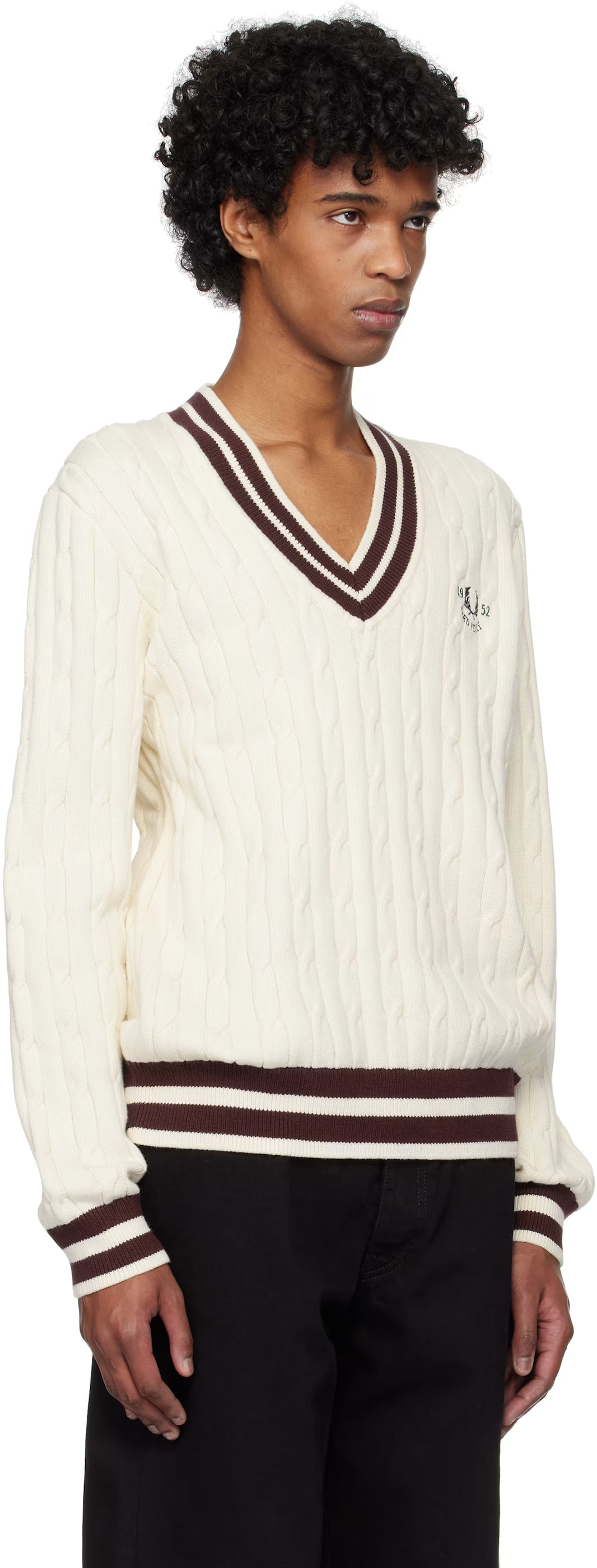 Off-White Cable Knit Tennis Sweater