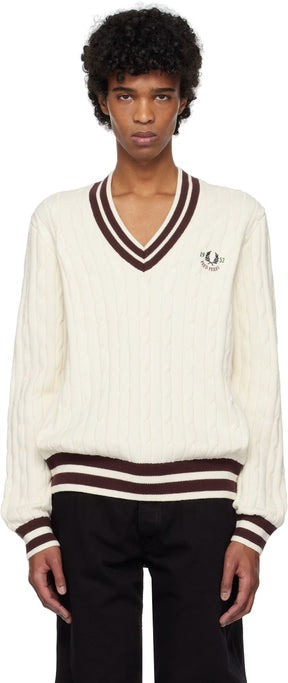 Off-White Cable Knit Tennis Sweater