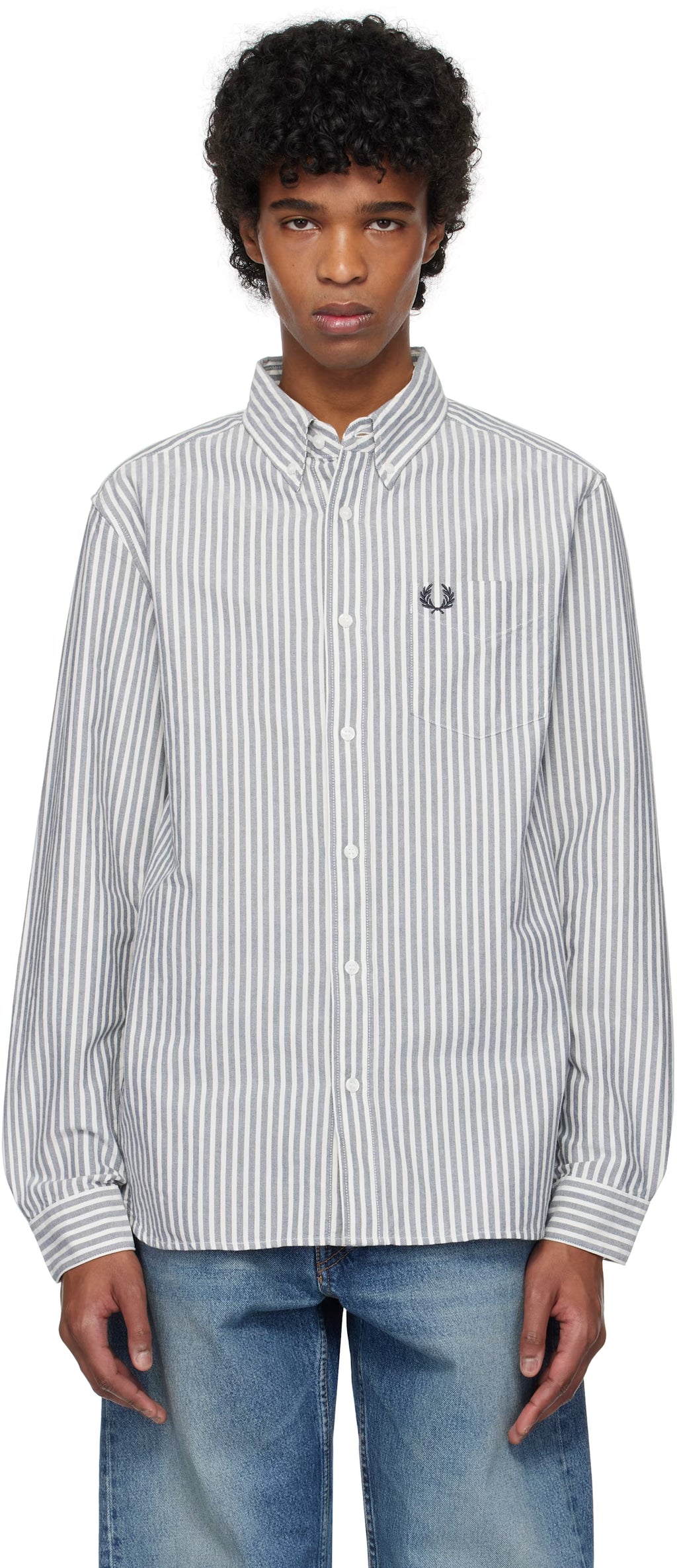 White & Blue Stripe Oxford Shirt