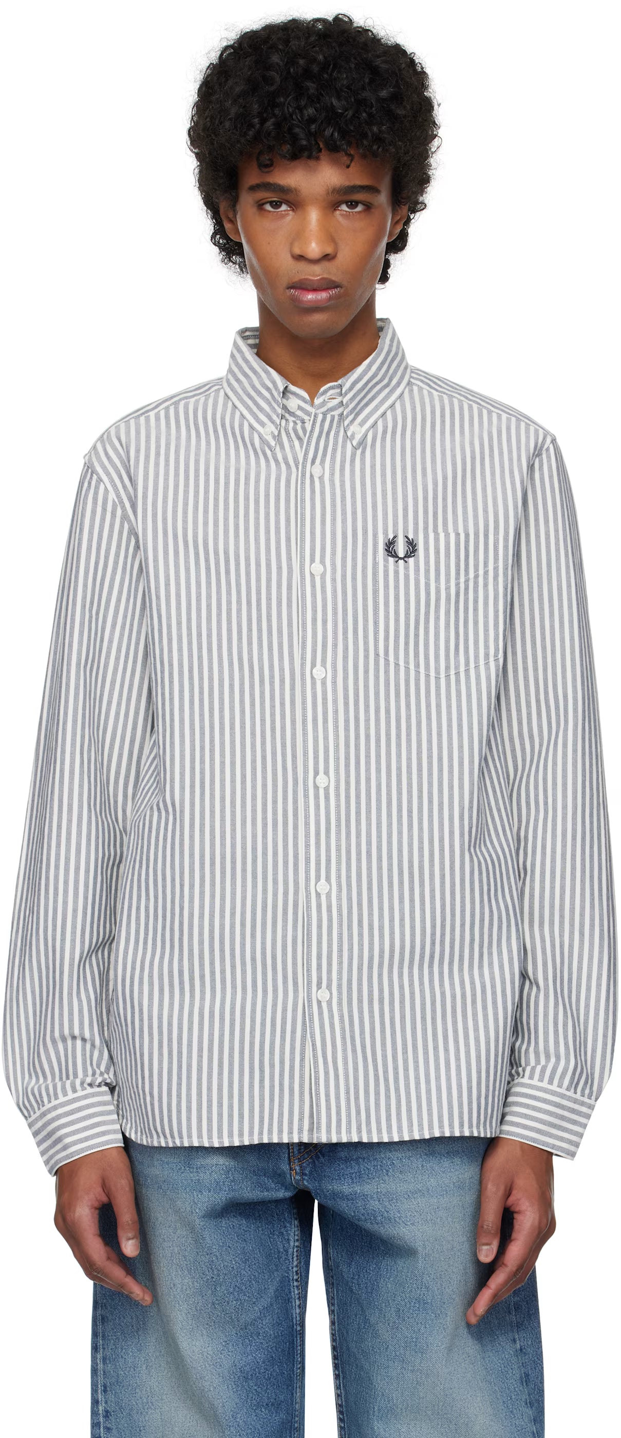 White & Blue Stripe Oxford Shirt