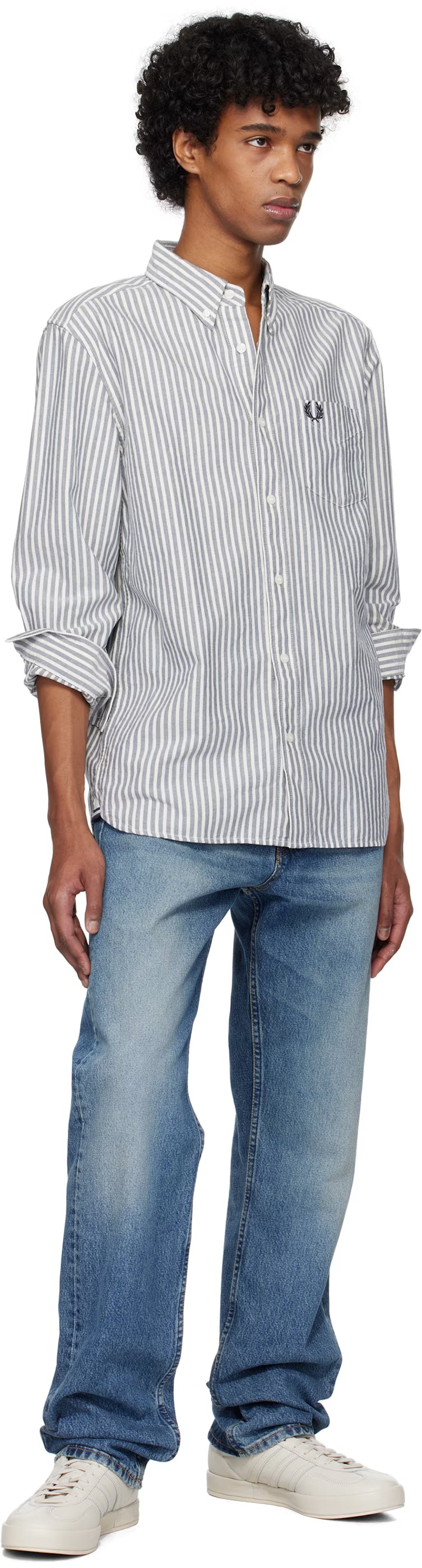 White & Blue Stripe Oxford Shirt