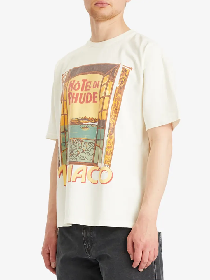 Rhude Hotel di Monaco T-Shirt in Vintage White
