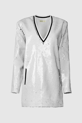 PAG DEEP V SEQUIN PRINT DRESS